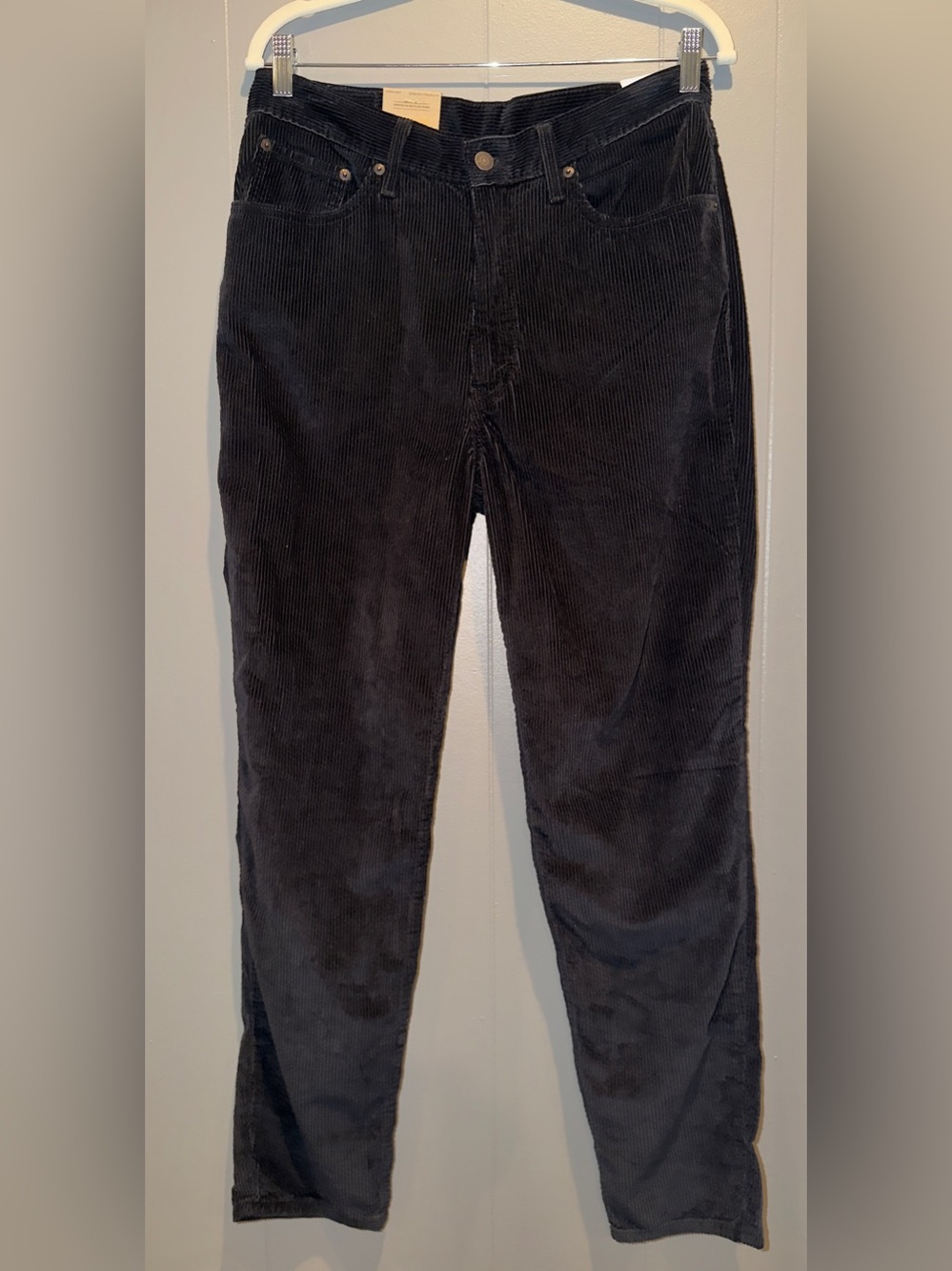 NWT Levi's Black Corduroy High-Waisted Mom Jeans Tapered Leg